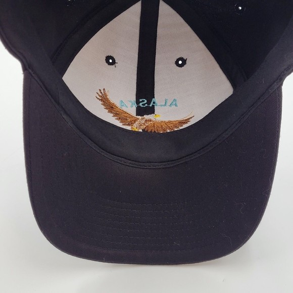 Alaska Flying Eagle Embroidered Logo Black Snapback Trucker Hat Cap 100% Cotton - Picture 6 of 9